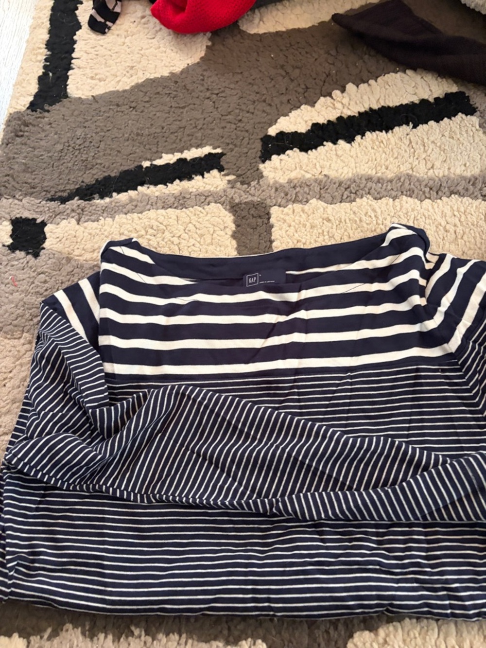GAP Navy and White Striped Long Sleeve Shirt